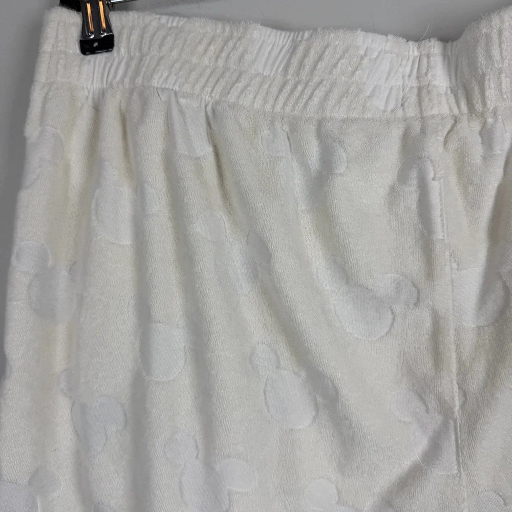 Disney Minnie Terry Cloth Off White Burnout Mickey Mouse Shorts Beach Lounge XL